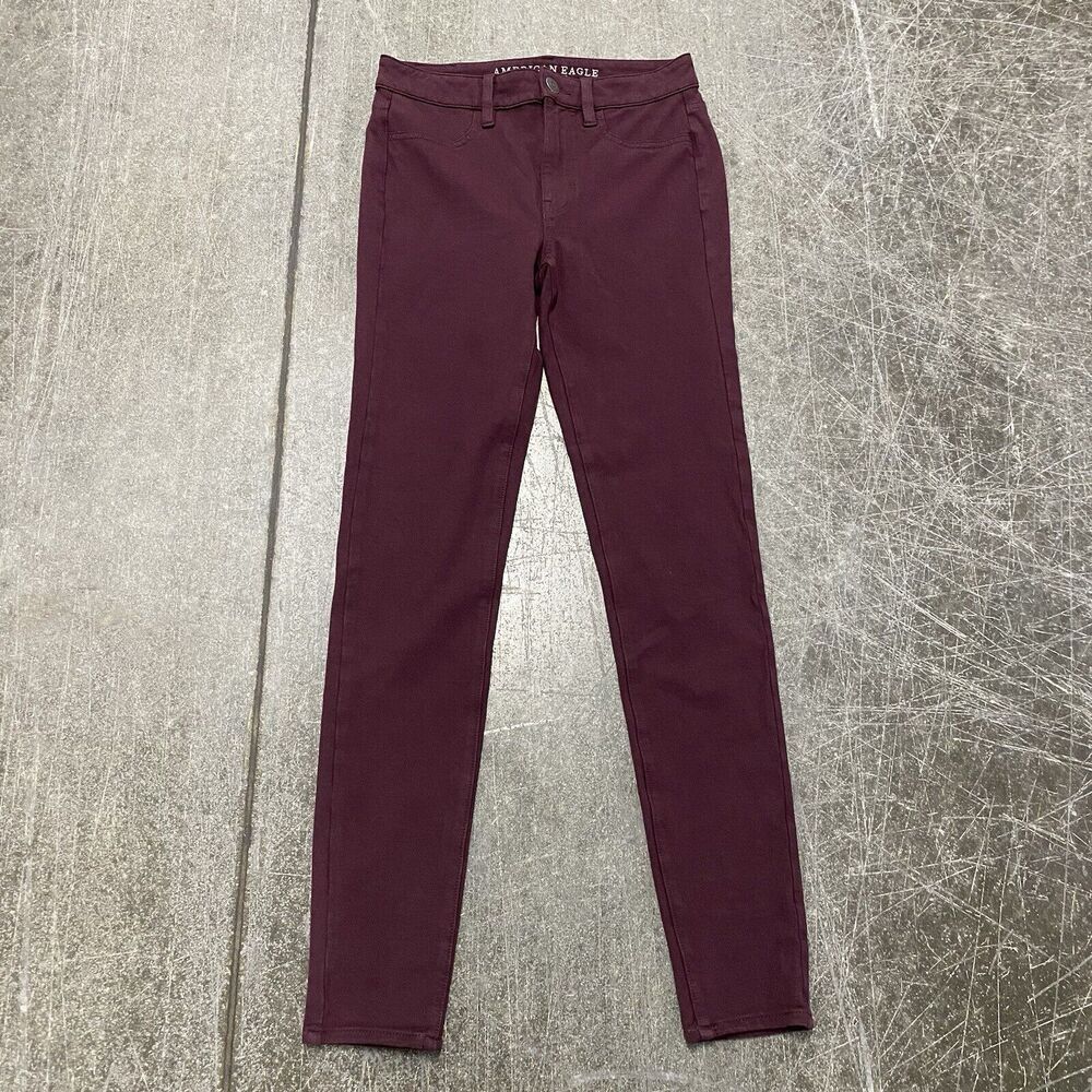 Maroon American Eagle Super Stretch Skinny Jeggings Sz 6